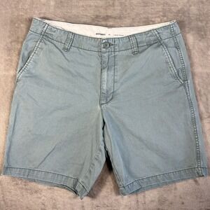 Old Navy Lived-In Straight Shorts Men 34 Green/Blue 8.5" Ins Casual Summer Chino